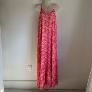 Victoria’s Secret Coral Pink Floral Print Pleated Maxi Slip SunDress Size S/P